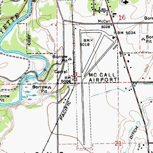 Topographic Map of Mc Call Municipal Airport, ID
