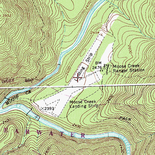 Topographic Map of Moose Creek /USFS Airport, ID