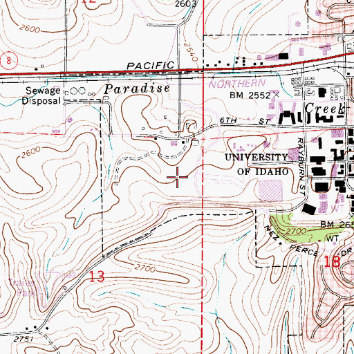Topographic Map of University of Idaho Heliport, ID
