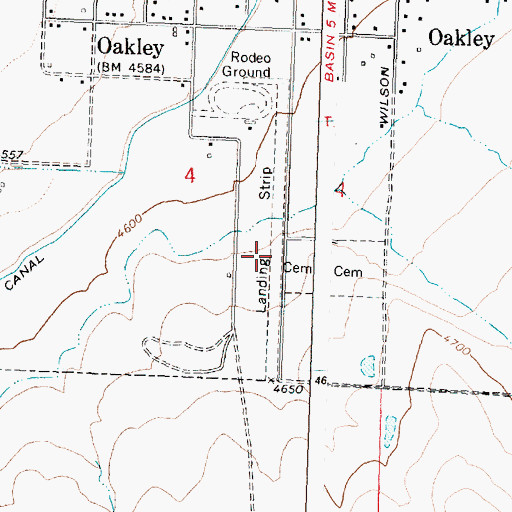 Topographic Map of Oakley Municipal Airport, ID