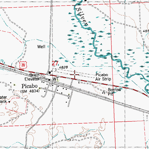 Topographic Map of Picabo Airport, ID