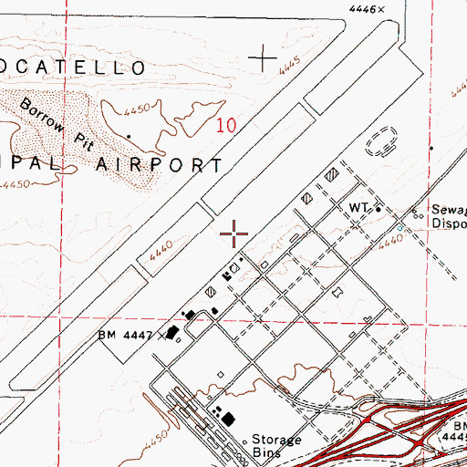 Topographic Map of Pocatello Regional Airport, ID