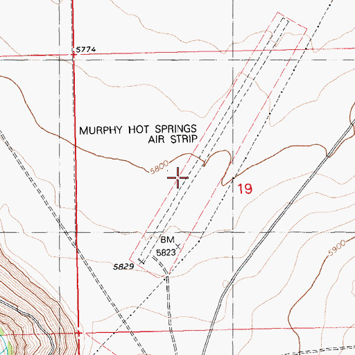 Topographic Map of Murphy Hot Springs Airport, ID