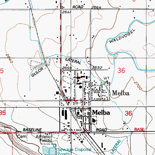 Topographic Map of Melba Elementary School, ID