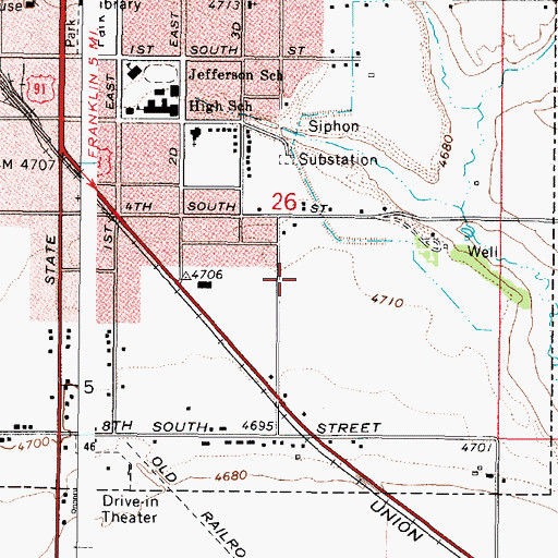 Topographic Map of Oakwood Elementary School, ID