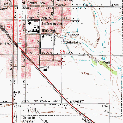 Topographic Map of Pioneer Elementary School, ID