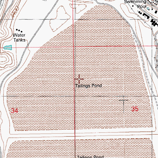 Topographic Map of Tailings Water Reclamation Reservoir, AZ