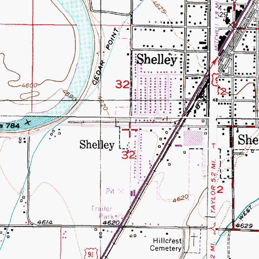 Topographic Map of Shelley Senior High School, ID