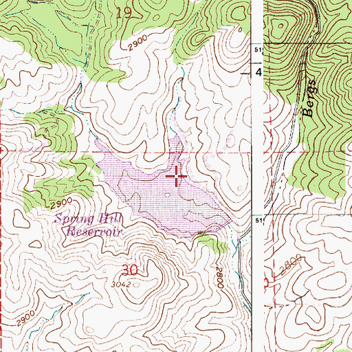 Topographic Map of Spring Valley Reservoir Public Fishing Area, ID