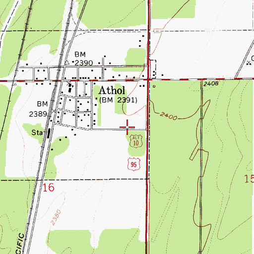 Topographic Map of Athol Elementary School, ID