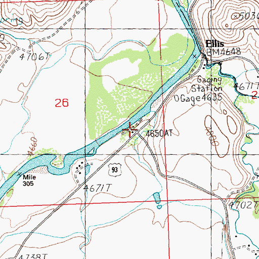 Topographic Map of Ellis Access Area, ID