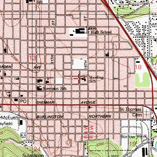 Topographic Map of Harding Elementary School, ID