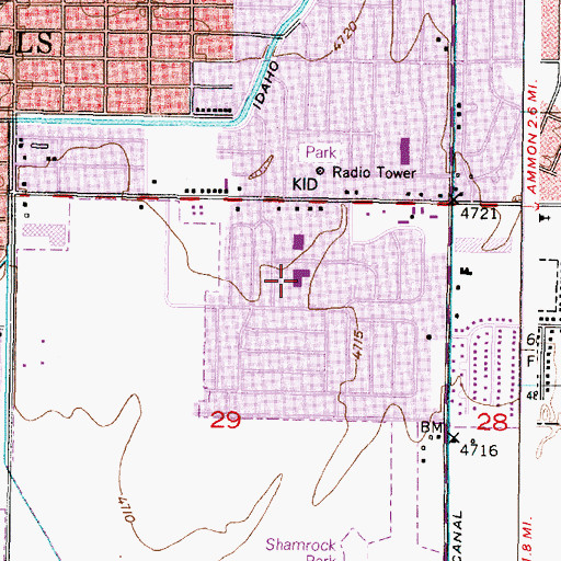 Topographic Map of Edgemont Gardens Elementary School, ID