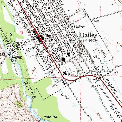 Topographic Map of Hailey Elementary School, ID