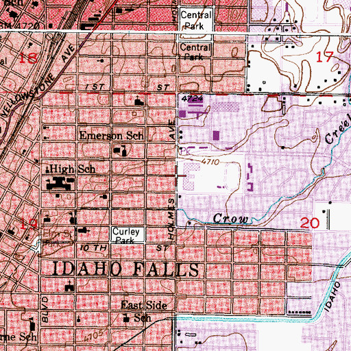 Topographic Map of Idaho Falls High School, ID