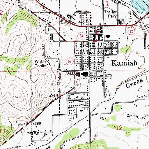 Topographic Map of Kamiah High School, ID