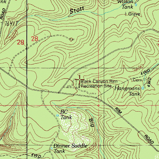 Topographic Map of Black Canyon Rim Campground, AZ