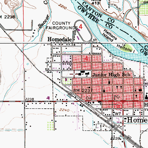 Topographic Map of Homedale Elementary School, ID
