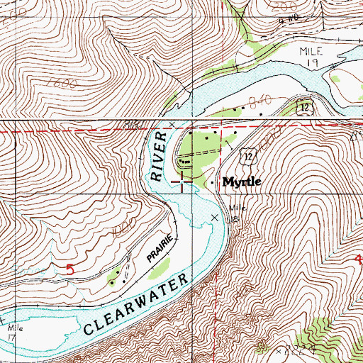 Topographic Map of Myrtle Access, ID