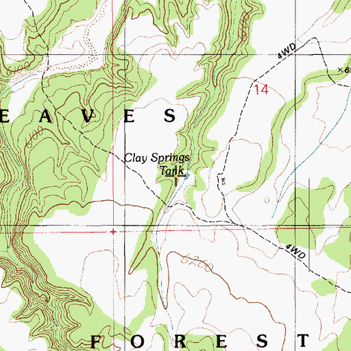 Topographic Map of Clay Springs Tank, AZ