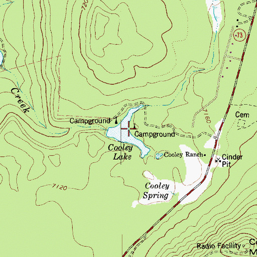 Topographic Map of Cooley Lake Campground, AZ