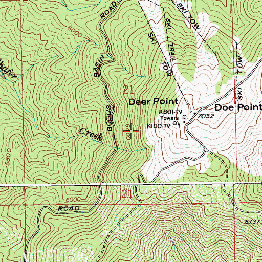 Topographic Map of KBXL-FM (Caldwell), ID