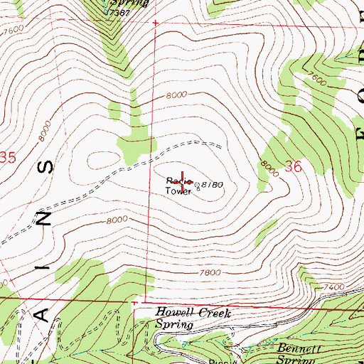 Topographic Map of KNAQ-FM (Rupert), ID