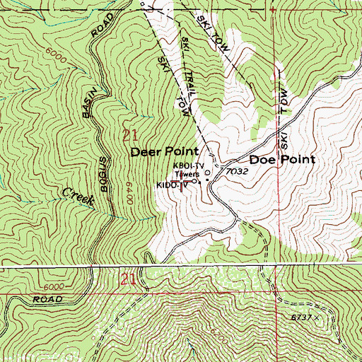 Topographic Map of KAID-TV (Boise), ID