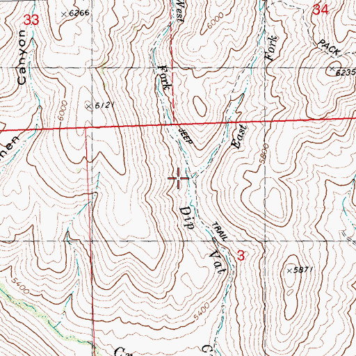 Topographic Map of East Fork Dip Vat Creek, ID