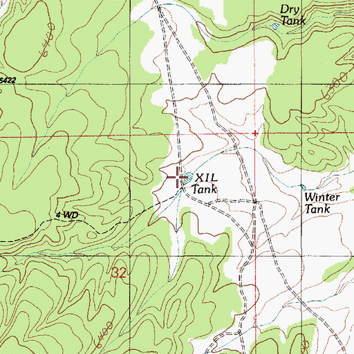 Topographic Map of XIL Tank, AZ