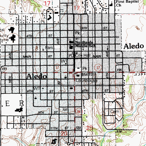 Topographic Map of Aledo, IL