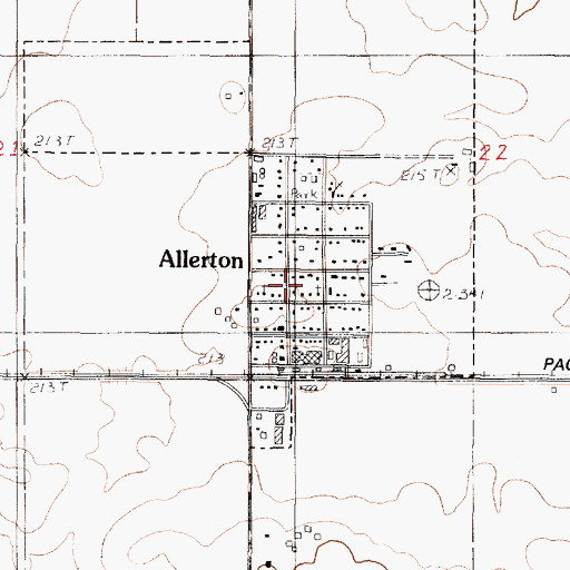 Topographic Map of Allerton, IL