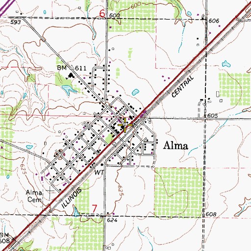 Topographic Map of Alma, IL