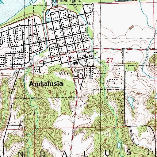 Topographic Map of Andalusia Cemetery, IL