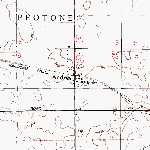 Topographic Map of Andres, IL