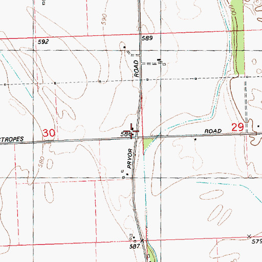 Topographic Map of Anglese School (historical), IL
