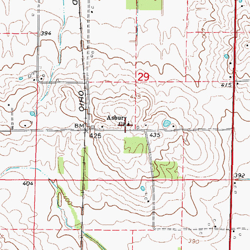 Topographic Map of Asbury Church, IL