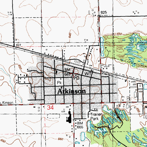 Topographic Map of Atkinson, IL