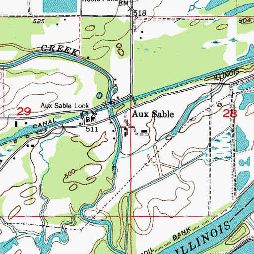 Topographic Map of Aux Sable, IL