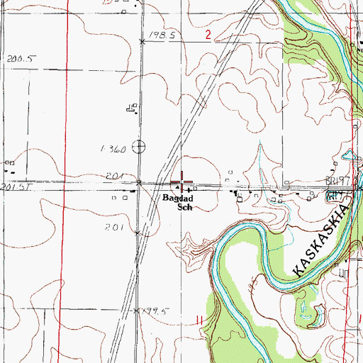 Topographic Map of Bagdad School (historical), IL