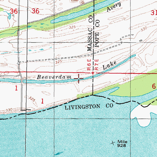 Topographic Map of Beaverdam Lake, IL