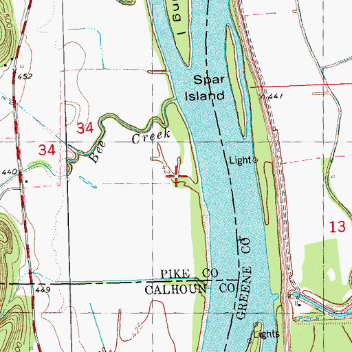 Topographic Map of Bee Creek, IL