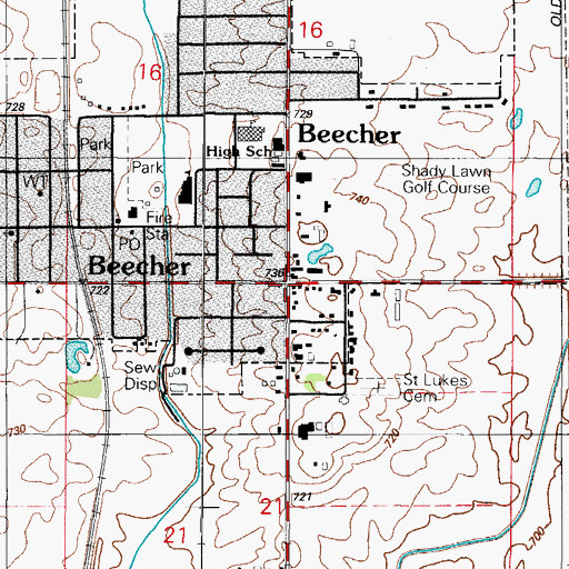 Topographic Map of Beecher, IL
