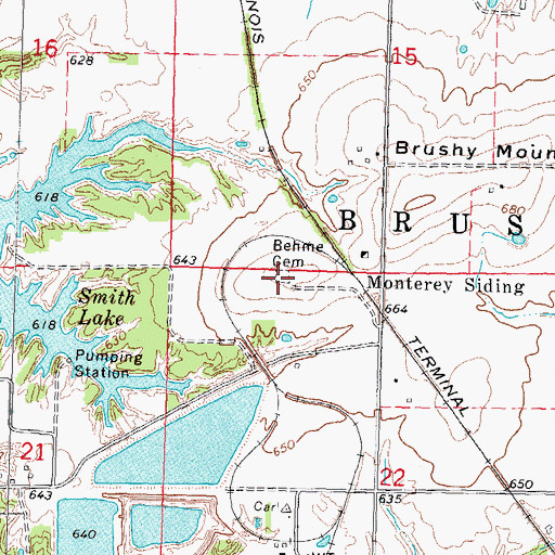 Topographic Map of Behme Cemetery, IL