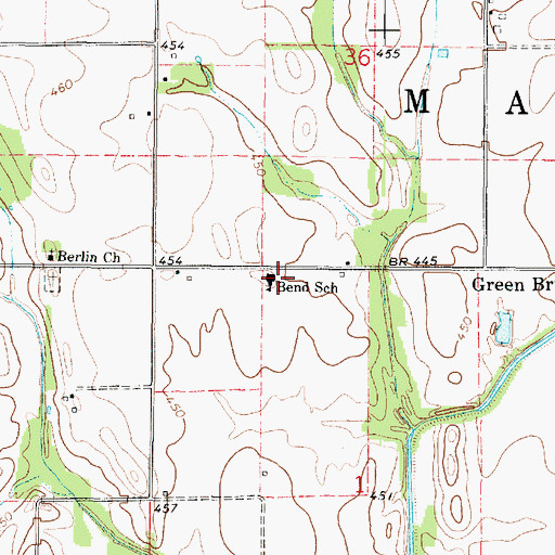 Topographic Map of Bend School, IL