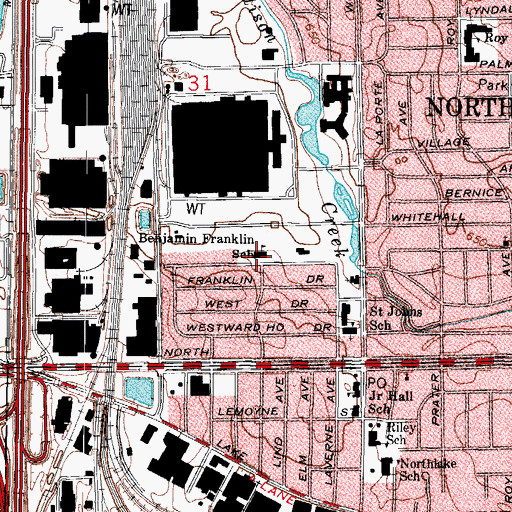 Topographic Map of Benjamin Franklin School, IL