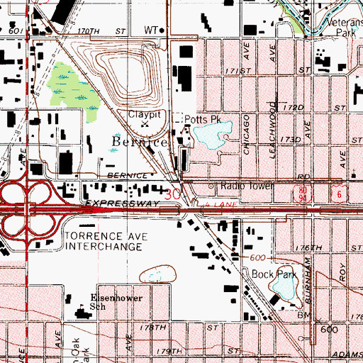 Topographic Map of Bernice, IL