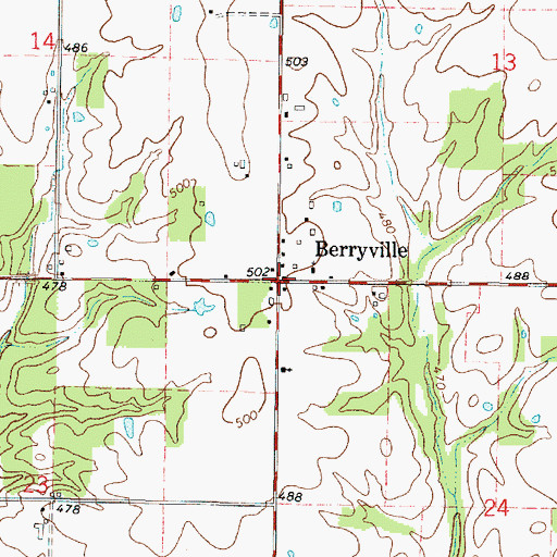 Topographic Map of Berryville, IL