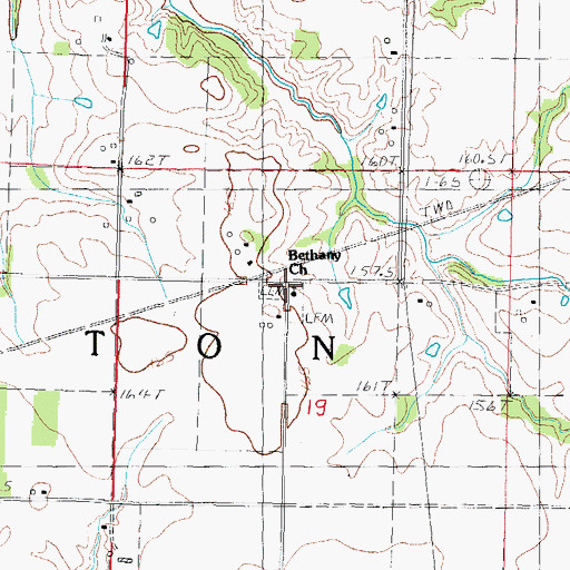 Topographic Map of Bethany Church, IL