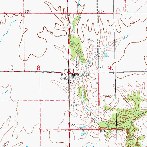 Topographic Map of West Bethel Baptist Church, IL